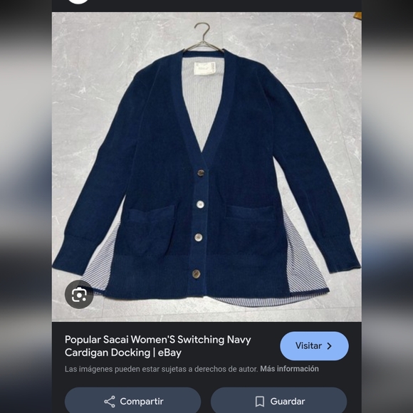 Sacai Deep Blue Cardigan with Striped Detail - Picture 1 of 6